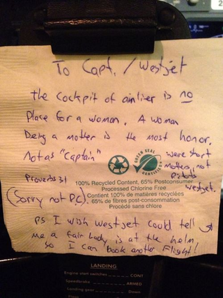 Illustration for article titled Female Airline Captain Puts Passenger In His Place After Sexist Note